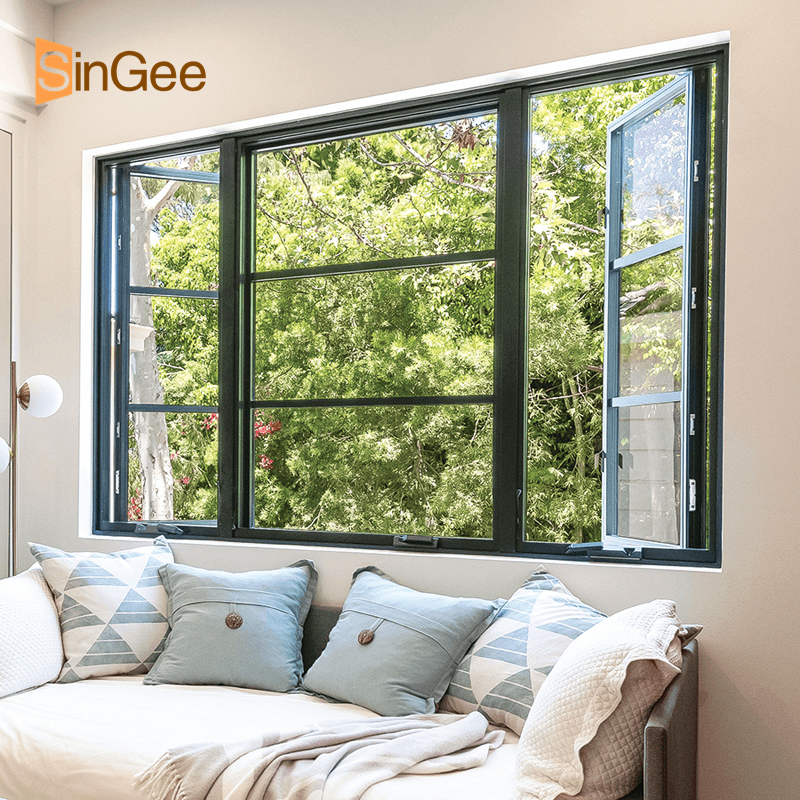 Thermal Break Aluminum Casement Window With Laminated Safety Glass