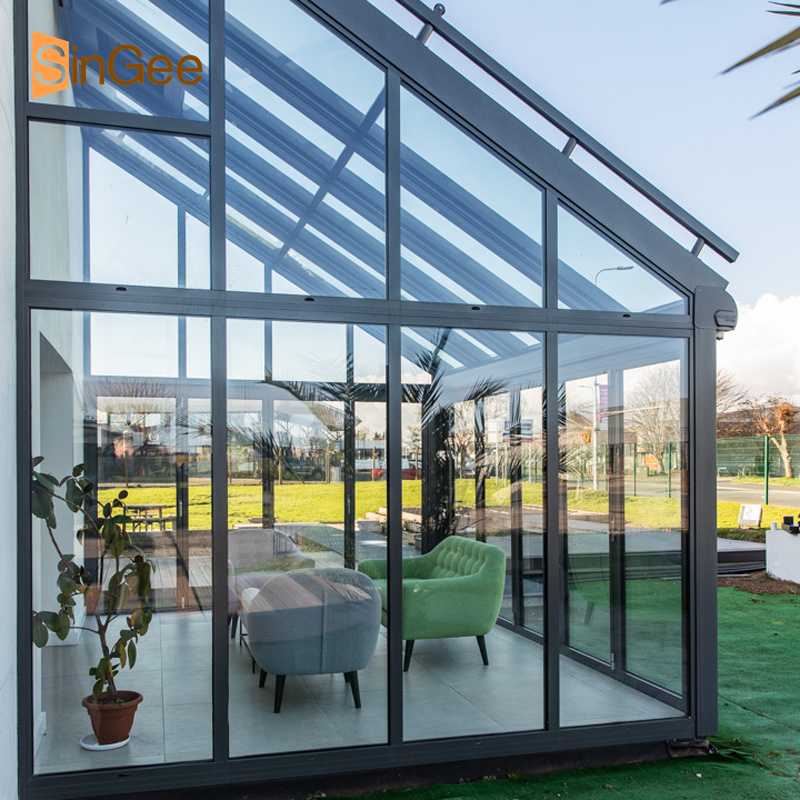 Aluminium backyard tempered glass pyramid glass house sunroom